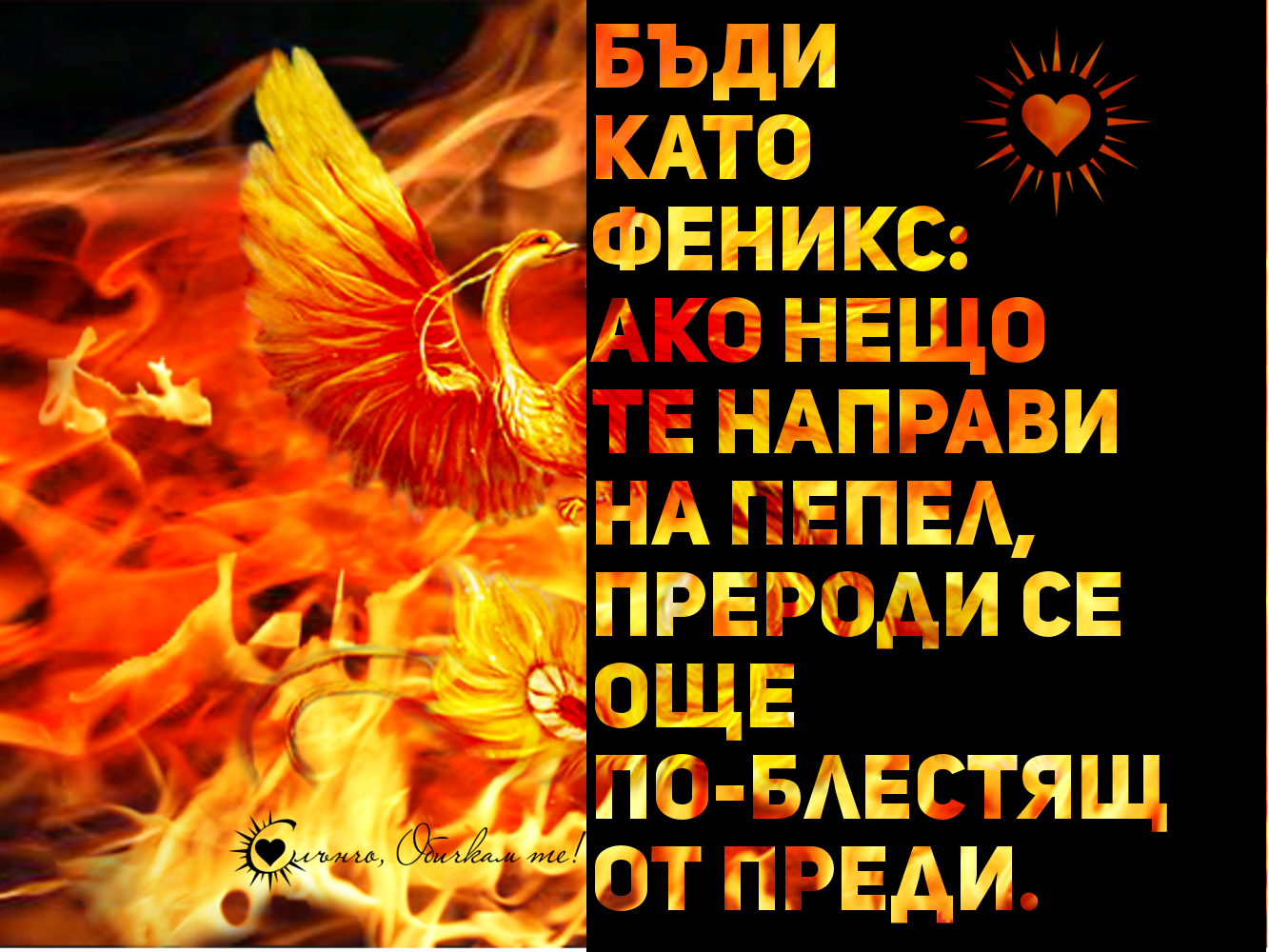 Бъди като феникс - ако нещо те направи на пепел, прероди се още по-блестящ от преди, птица феникс, пепелта, мъдри мисли, за живота, сила, депресия, самота, раздяла, разочарование, птицата феникс, блести, прераждане, обичам се, не се оставяй да те тъпчат, възраждане, болка, скръб, липсваш ми, отиде си, цитати, статуси, мисли за живота, мъдрости